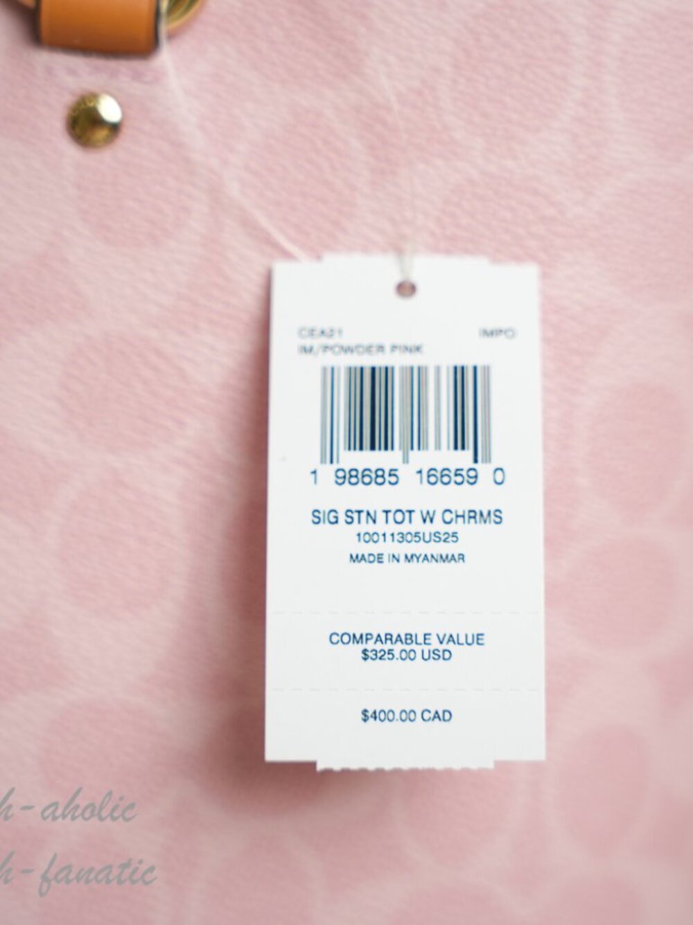 COACH CEA21 Station Tote Bag In Signature Canvas Leather Powder Pink NWT - Picture 6 of 11